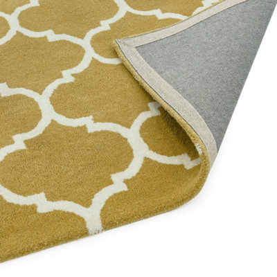 Yellow Wool Handmade Luxurious Modern Easy to Clean Geometric Rug For Dining Room Bedroom And Living Room-120cm X 170cm - 5
