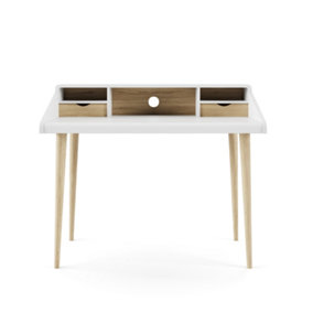 Yeovil office desk in white / sonoma oak