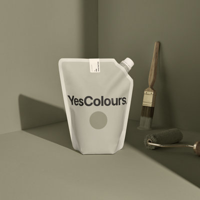 YesColours Dirty Olive Green matt emulsion paint, 2.5 Litre tub