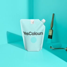 YesColours Electric Aqua eggshell paint,  1 Litre, Premium, Low VOC, Pet Friendly, Sustainable, Vegan