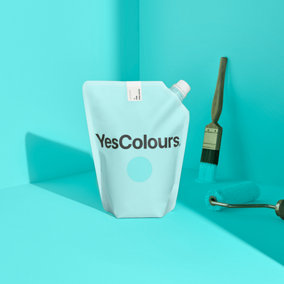 YesColours Electric Aqua matt emulsion paint, 1 Litre, Premium, Low VOC, Pet Friendly, Sustainable, Vegan