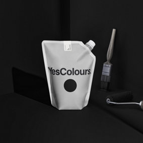 YesColours Electric Black matt emulsion paint, 1 Litre, Premium, Low VOC, Pet Friendly, Sustainable, Vegan