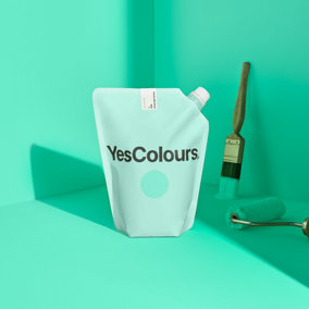 YesColours Electric Mint Green matt emulsion paint, 1 Litre, Premium, Low VOC, Pet Friendly, Sustainable, Vegan