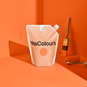 YesColours Electric Orange eggshell paint,  1 Litre, Premium, Low VOC, Pet Friendly, Sustainable, Vegan