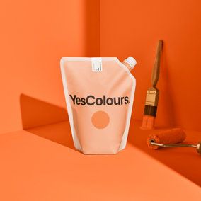 YesColours Electric Orange matt emulsion paint, 1 Litre, Premium, Low VOC, Pet Friendly, Sustainable, Vegan
