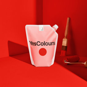 YesColours Electric Red matt emulsion paint, 1 Litre, Premium, Low VOC, Pet Friendly, Sustainable, Vegan