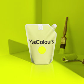 YesColours Electric Yellow eggshell paint,  1 Litre, Premium, Low VOC, Pet Friendly, Sustainable, Vegan