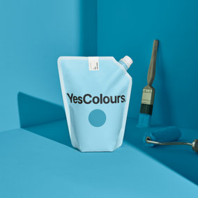 YesColours Mellow Blue matt emulsion paint, 1 Litre, Premium, Low VOC, Pet Friendly, Sustainable, Vegan