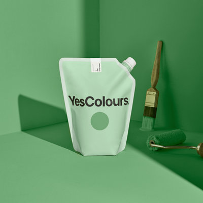 YesColours Mellow Green matt emulsion paint, 1 Litre, Premium, Low VOC