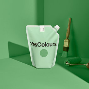 YesColours Mellow Green matt emulsion paint, 1 Litre, Premium, Low VOC, Pet Friendly, Sustainable, Vegan