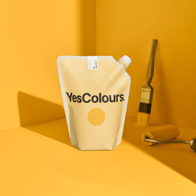 YesColours Mellow Yellow matt emulsion paint, 1 Litre, Premium, Low VOC, Pet Friendly, Sustainable, Vegan