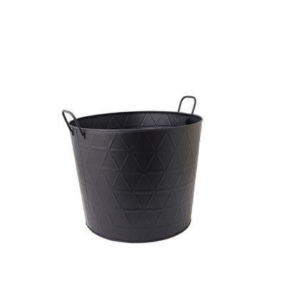 Yew Small Fireside Log Bucket Contemporary Design Iron Matte Black