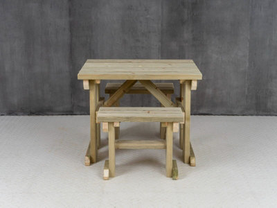 Yews Picnic Bench - Wooden Garden Table and Bench Set (3ft