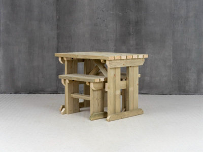 Yews Picnic Bench - Wooden Garden Table and Bench Set (3ft - 3