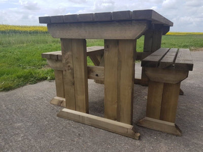 Yews Picnic Bench - Wooden Garden Table and Bench Set (3ft - 6