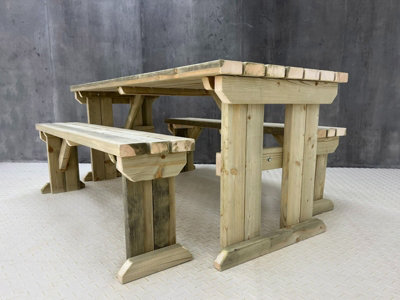 Yews Picnic Bench - Wooden Garden Table and Bench Set (5ft