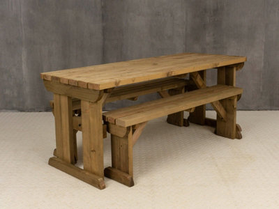 Yews Picnic Bench - Wooden Garden Table and Bench Set (6ft