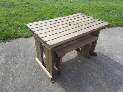 Yews Picnic Bench - Wooden Garden Table and Bench Set (6ft - 4