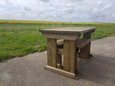 Yews Picnic Bench - Wooden Garden Table and Bench Set (6ft - 5