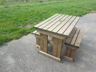 Yews Picnic Bench - Wooden Garden Table and Bench Set (7ft - 3