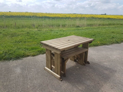 Yews Picnic Bench - Wooden Garden Table and Bench Set (7ft - 7