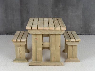 Yews Picnic Bench - Wooden Garden Table and Bench Set (8ft - 3