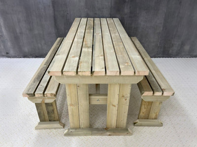 Yews Picnic Bench - Wooden Garden Table and Bench Set (8ft - 4