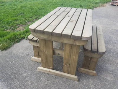 Yews Picnic Bench - Wooden Rounded Garden Table and Bench Set (8ft - 6