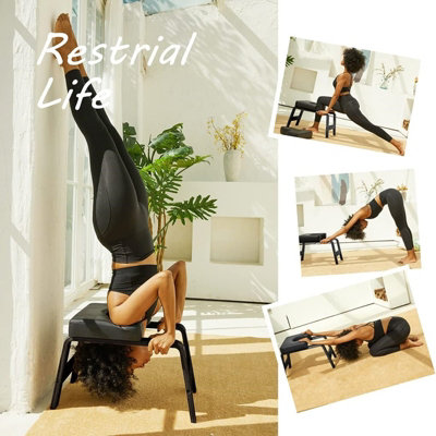 Foldable Yoga Chair Inversion Bench Therapy Exercise Fitness Stool Prop Househol