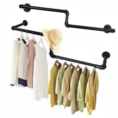 Yohood 100cm Industrial Pipe Clothing Rail - 2 Pack