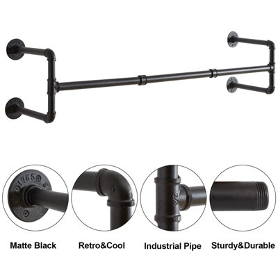 Yohood 105cm Industrial Pipe Clothing Rail - 1 Pack - 6
