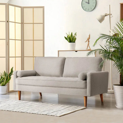 Yohood 173cm Linen Square Arm Tufted Upholstered 2-Seater Sofa Loveseat ...