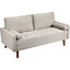 Yohood 173cm Linen Square Arm Tufted Upholstered 2-Seater Sofa Loveseat Light Grey