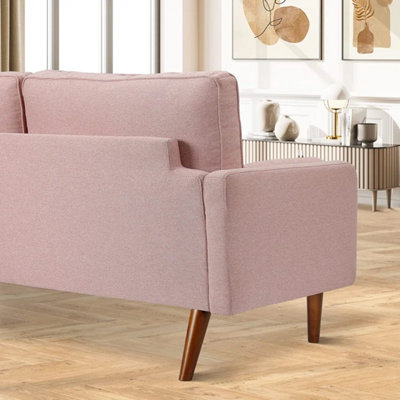 Yohood 173cm Linen Square Arm Tufted Upholstered 2-Seater Sofa Loveseat Pink