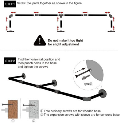 Yohood  180cm Industrial Pipe Clothing Rail - 2 Pack - 6