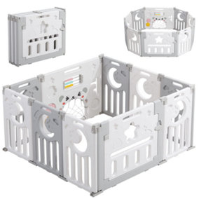 Yohood 8+2 Panel Baby Foldable Playpen with Safety Gate