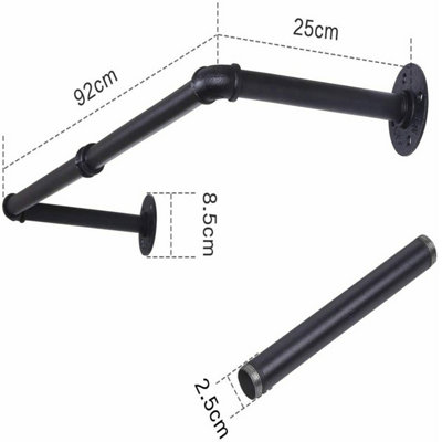 Yohood  92cm Industrial Pipe Clothes Rail - 2 Pack - 6
