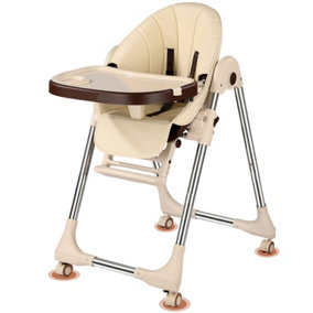 Yohood Baby High Chair with Adjustable Seat Height and Recline - Beige