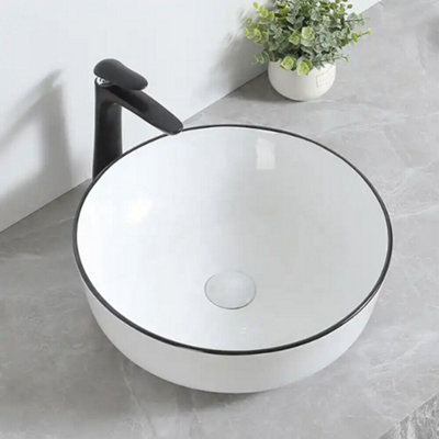 Yohood Bathroom Wash Basin Sink Washroom Ceramic - Round 415 x 415 x 135 mm