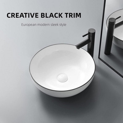 Yohood Bathroom Wash Basin Sink Washroom Ceramic - Round 415 x 415 x 135 mm