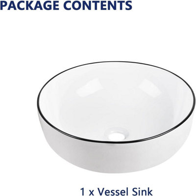 Yohood Bathroom Wash Basin Sink Washroom Ceramic - Round 415 x 415 x 135 mm - 3
