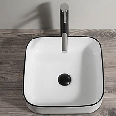 Yohood Bathroom Wash Basin Sink Washroom Ceramic - Square 385x385x140 mm - 3