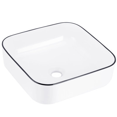 Yohood Bathroom Wash Basin Sink Washroom Ceramic - Square 385x385x140 mm - 7