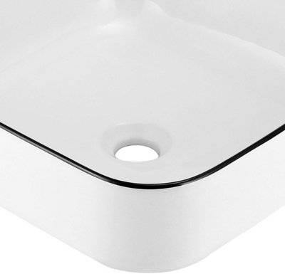 Yohood Bathroom Wash Basin Sink Washroom Ceramic - Square 385x385x140 mm - 9