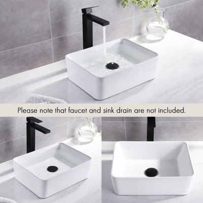 Yohood Ceramic Small Rectangle Vessel Sink - 40cm x 30cm - 3