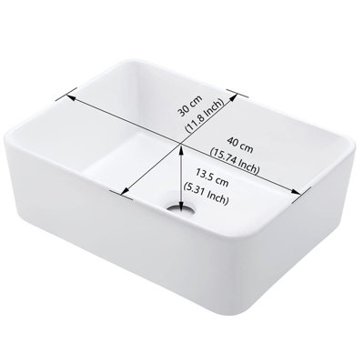Yohood Ceramic Small Rectangle Vessel Sink - 40cm x 30cm - 6