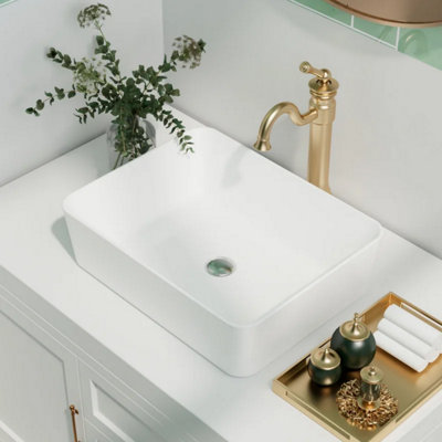 Yohood Ceramic Small Rectangle Vessel Sink - 40cm x 30cm - 9