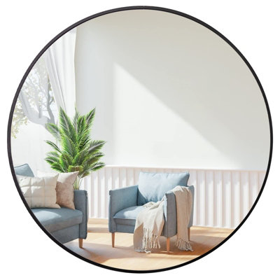 Yohood Creations Large Round Mirror, Black 40cm Wall Mirror