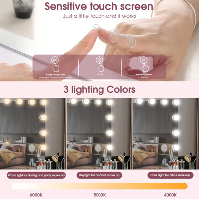 Yohood Large Vanity Mirror with 15 LED Lights - 3