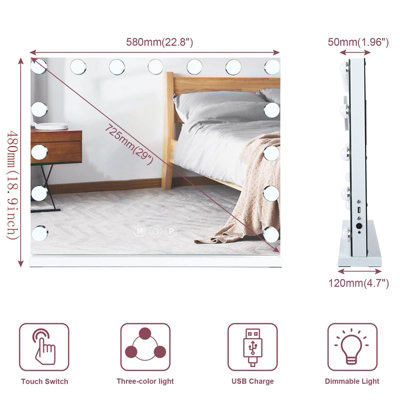 Yohood Large Vanity Mirror with 15 LED Lights - 9